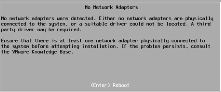 Esxi7をインストール中にNo Network Adaptersが出た時の対処方法